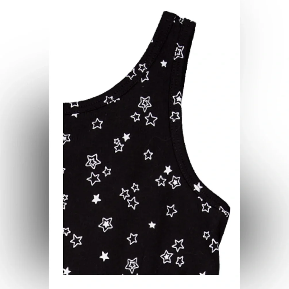 Wonder Nation Star Print Jumpsuit‎ Girls XS 4/5 Black Wide Leg NWT